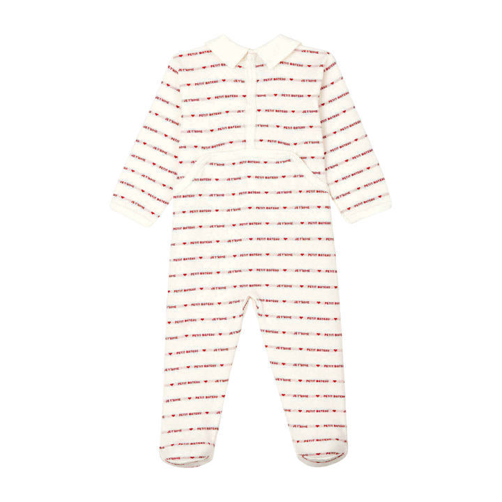 Petit Bateau - Baby Boy Logo Print Romper Sleepsuit | Soft Cotton One-Piece