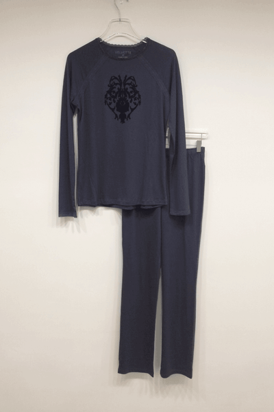 VELVETTE Peruvian Pima Cotton Medallion Flock Print Pajamas | Luxury Women’s Sleepwear Set
