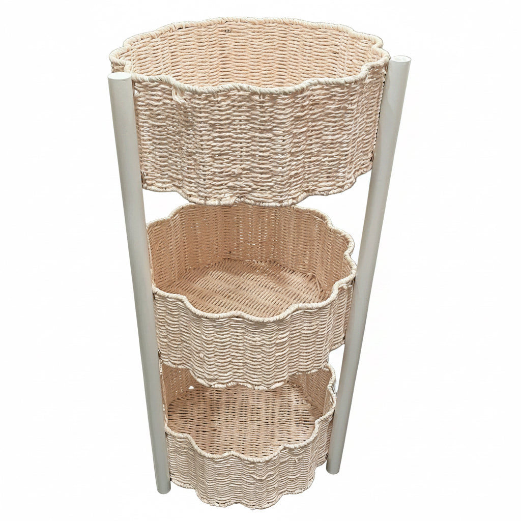 Pink-White Rattan 3 Tiered Scallop Shelves product image