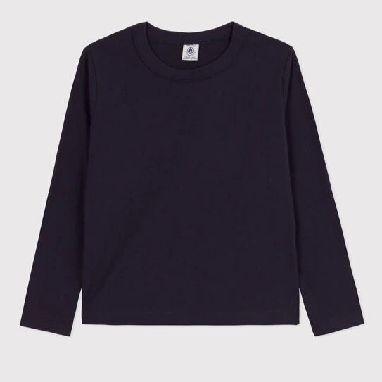 Petit Bateau Women’s Iconic Cotton Round Neck Long Sleeve T-Shirt (Black) product image