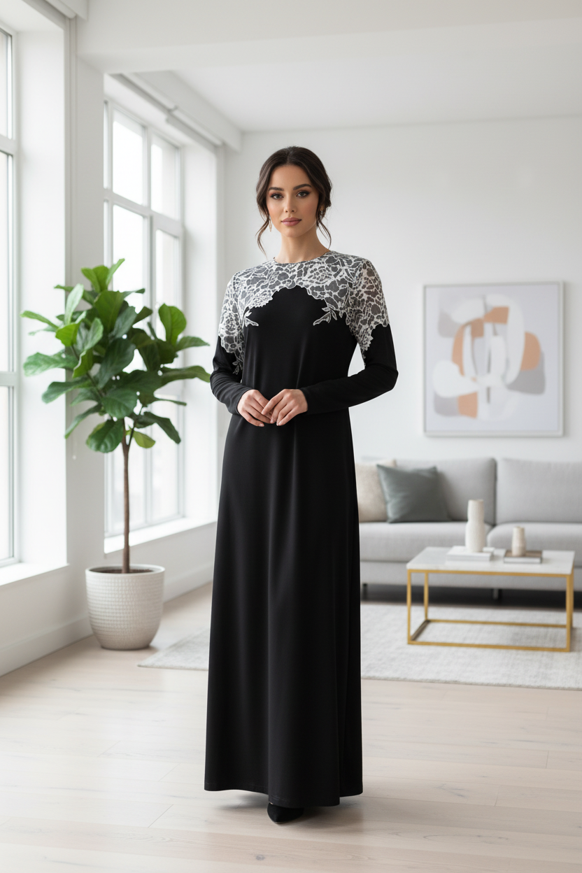 Women’s Lace Print Nightgown in Peruvian Pima Cotton &amp; Modal | VELVETTE