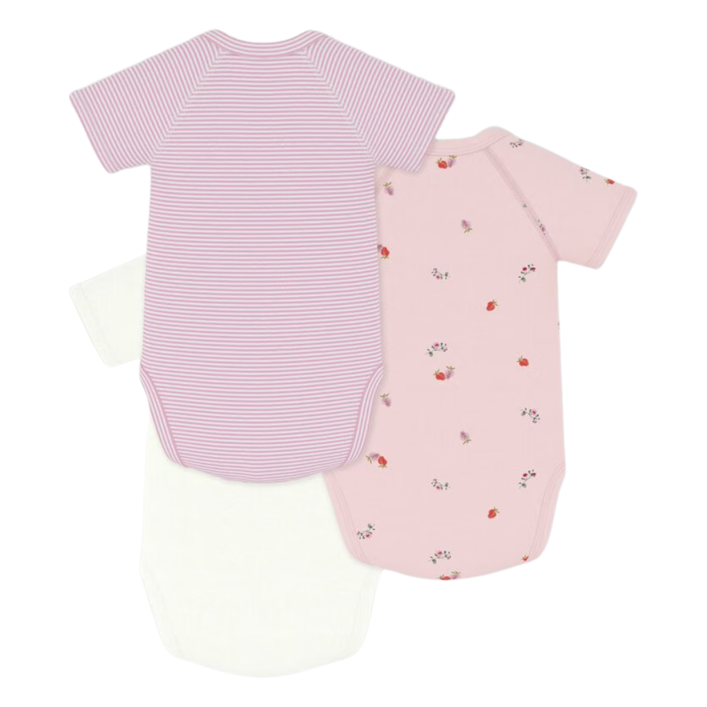 Petit Bateau Baby Boy 3 Pack SS Crossover Cloud Solid Bodysuit