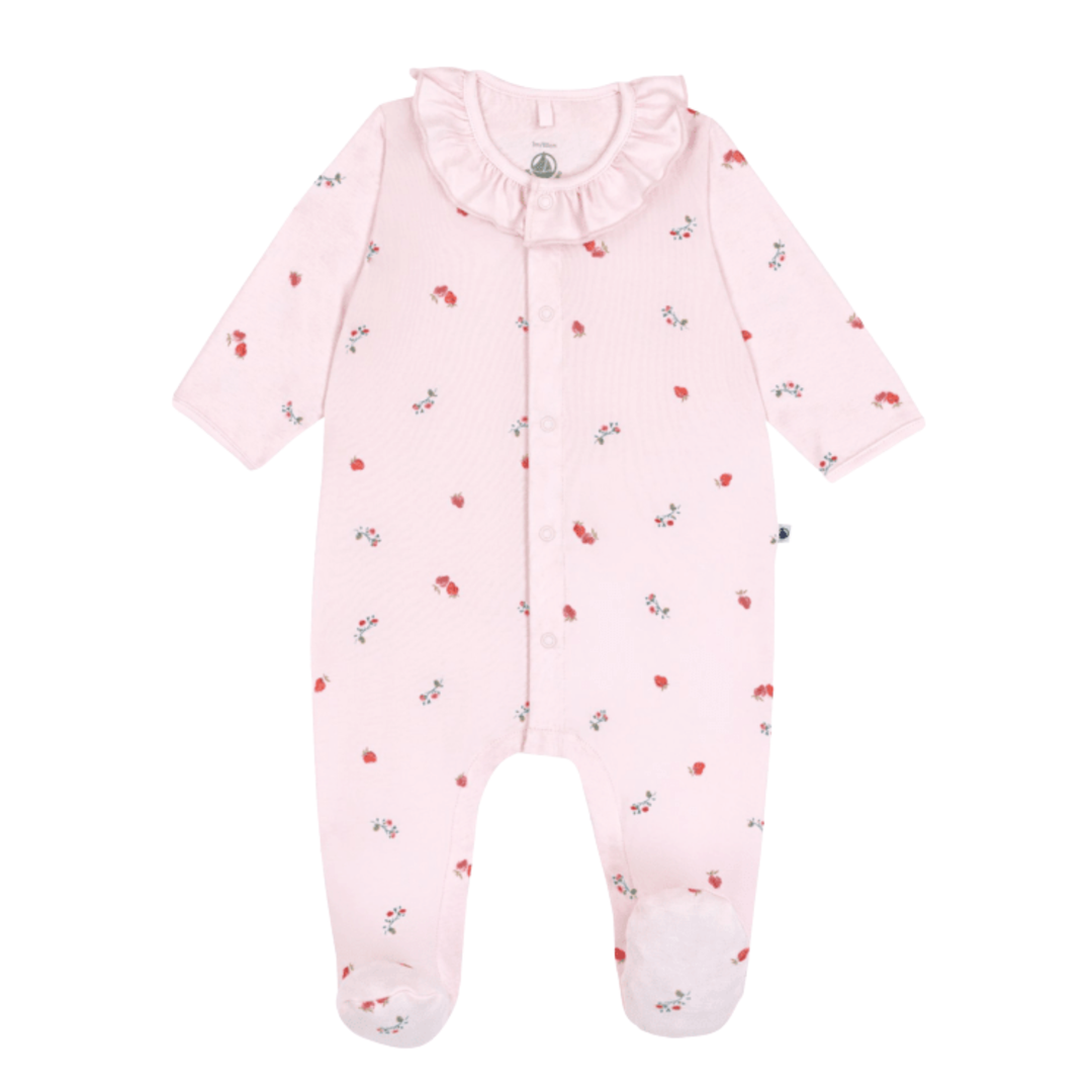 Petit Bateau - Baby Girl Front Snap Berry Print Footie
