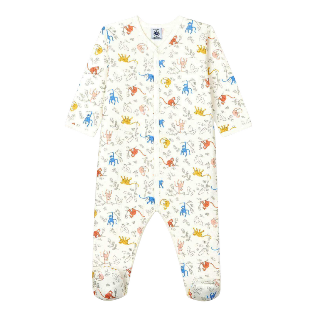Petit Bateau - Organic Cotton Monkey Print Footie