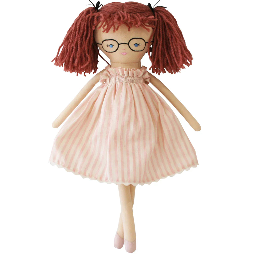 Nikki Pink Stripe Doll – Alimrose Baby Soft Fabric Doll in Pink Dress | Little Loungers