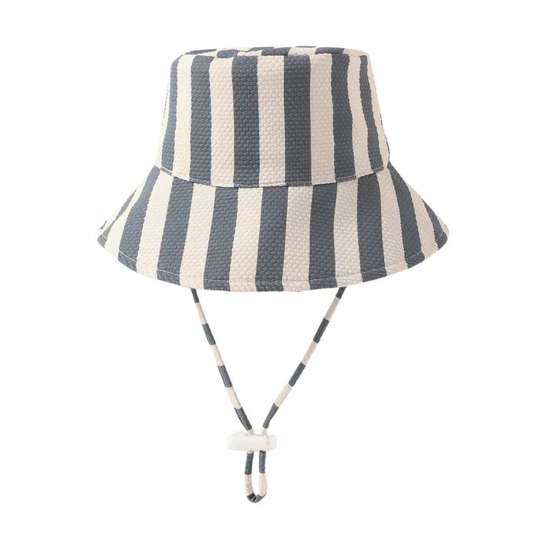 Quincy Mae Baby and Toddler Bucket Hat Retro Stripe Ocean Blue Boutique Designer Organic Cotton Sun Protection Accessory