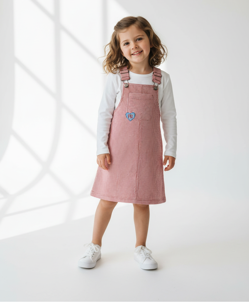Petit Bateau Baby Girl Striped Jumper Dress - Red &amp; Pink